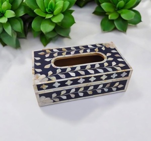 Caja de pañuelos de MDF de calidad premium con incrustaciones de resina y nácar, caja de pañuelos de papel para mesa y decoración del hogar al mejor precio. - Product Image 4
