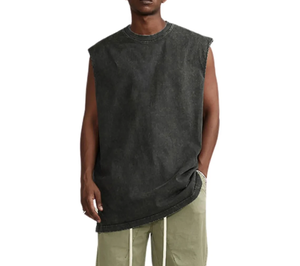 เสื้อยืดแขนกุดพิมพ์ลายกราฟิกสไตล์สตรีทแวร์ ล้างสีแบบแอซิด ทรงยาว ระบายอากาศได้ดี กันยับ เสื้อกล้ามลำลอง ชุดออกกำลังกาย - Product Image 2