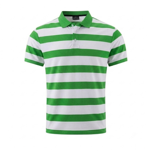 Chemises polo pour homme, tricotées, été, blanc et vert rayé, manches courtes, respirantes, séchage rapide, coupe golf, mode, rayées. - Product Image 1