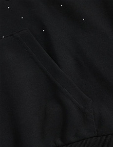Black <b>Pullover</b> <b>Men</b>’s Hoodies Micro Rhinestone All Over Pattern Heavyweight Cotton Fleece Oversized Streetwear Manufacturing - Product Image 4
