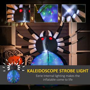Decorazioni Gonfiabili di Halloween da 1,5 Metri, Ragno Multicolore con Occhi Rossi e LED per Prato, Feste e Decorazioni da Giardino - Product Image 4