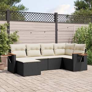 Conjunto de Sofás de Jardín en Negro y Blanco Crema para Muebles de Patio - Product Image 1