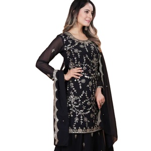 Nouvelle arrivée 2025 Eid & Ramzan mois spécial couleur noire Faux Georgette tissu pakistanais Salwar Kameez livraison gratuite dans le monde entier - Product Image 1