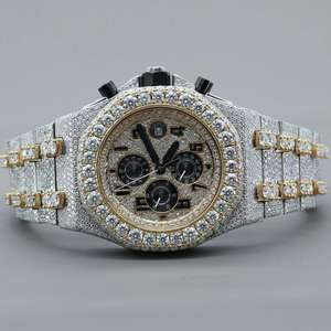 Men's round <b>Diamond</b> Hip-Hop Automatic <b>Watch</b> Handcrafted Unique Fashion Jewelry with 22mm Band Width Luxury Antique Style - Product Image 1