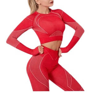 Lantech — ensemble de 2 pièces de Yoga pour femmes, survêtement d'entraînement, soutien-gorge de sport, taille haute, leggings, vêtements athlétiques, manches longues - Product Image 5