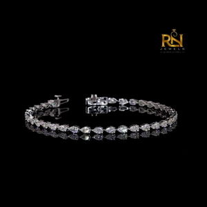Pear Cut Lab Grown Diamond Tennis Bracelet Tear Drop Eternity Link Bracelet 9K 14K 18K <b>Solid</b> <b>Gold</b> Fine Jewelry - Product Image 2
