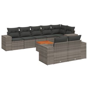 Conjunto de Sofás de Jardín de Ratán Gris, 6 Plazas, Muebles de Exterior Resistentes a la Intemperie, Diseño Contemporáneo - Product Image 4
