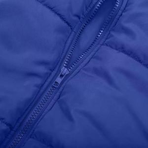 Chaqueta acolchada azul para mujer, cuello alto, cierre de cremallera, estilo crop top, manga farol, abrigo grueso para invierno - Product Image 5