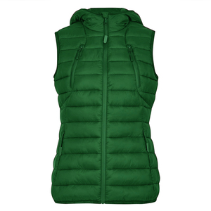 Gilet matelassé imperméable en toile noire à capuche pour homme, fermeture éclair, coupe-vent, veste d'hiver décontractée, coupe ajustée, couleur unie, polyester - Product Image 4