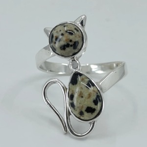 Jasper <b>Cat</b> Shape <b>Ring</b> 925 Sterling Silver Handmade Boho Statement Promise <b>Ring</b> for Women Natural Jasper March Birthstone - Product Image 1