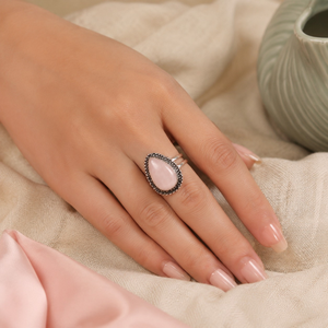 Soulwise Unisex Rose Quartz Cabchon Ring (Any <b>Random</b> Shape)-Trendy Wedding Engagement Jewelry - Product Image 4