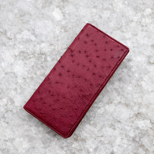 Portefeuille long en cuir d'autruche véritable de luxe de la marque Luxali, portefeuille long pour femme en peau d'autruche, taille 19,5x9,5 cm - Product Image 3