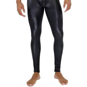 Leggings pour hommes en similicuir noir, coupe slim, extensibles, pour clubbing, mode, soirée, look audacieux et moderne - Product Image 3