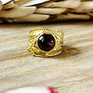 Market Favorite Boho Floral <b>Garnet</b> <b>Ring</b> Tribal Brass <b>Rings</b> Women 18k Gold Plated Floral Vintage <b>Ring</b> Jewelry Wholesale/OEM/ODM - Product Image 5