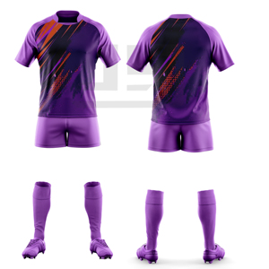 Uniforme de rugby, maillot personnalisé imprimé, shorts respirants, coupe athlétique, vêtements de sport légers et performants, 100% polyester - Product Image 1