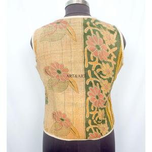 Handmade Vintage Cotton Kantha Vest for Women <b>Short</b> Quilted <b>Jacket</b> for Autumn Season Women's Vintage <b>Short</b> Kantha <b>Jacket</b> - Product Image 4