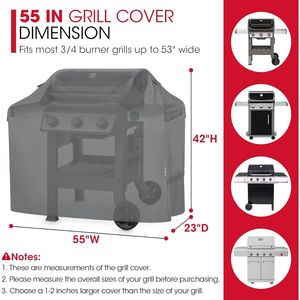 Funda Protectora Impermeable para Parrilla de Gas de 55 Pulgadas, para Barbacoa de 3-4 Quemadores, Compatible con Weber, Accesorio para Barbacoa - Product Image 3