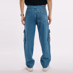 Pantalones de mezclilla de algodón para hombre, estilo boyfriend, teñido liso, otoño, oscuros, casuales, holgados, transpirables, ligeros, a la moda - Product Image 2