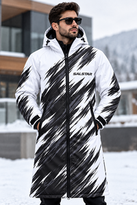 Vente en gros de parkas de bain personnalisés avec capuche, design sublimation blanc et noir, veste de bain imperméable à séchage rapide - Product Image 3