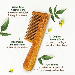 Handcrafted Neem Wood <b>Comb</b> <b>Wide</b> Tooth Hair Care Tool at Wholesale Price - Product Image 2