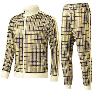 2026 Men Plaid Tracksuit Full <b>Zip</b> Stand Collar Casual Wear Autumn Style Regular Fit Side Pockets Polyester Material for sale - Product Image 1