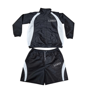 Wholesale Mens Nylon Color Block Windbreaker <b>Jacket</b> and Shorts Set Custom Logo Streetwear Hoodies OEM Manufacturer - Product Image 1
