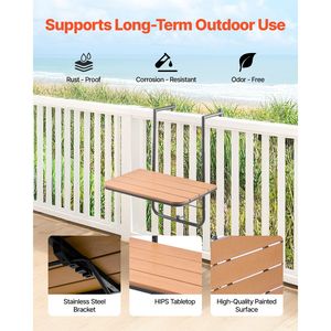 Tavolo Pieghevole da Balcone 25x24 per Ringhiera, Tavolo Bar da Esterno per Ringhiere, Regolabile a 4 Livelli - Categoria Prodotto: Tavoli - Product Image 4