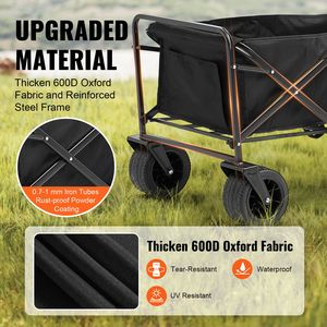 Carrello Pieghevole da Spiaggia 3 Cu.ft con Ruote in Gomma Resistenti per Tutti i Terreni, Capacità di Carico 350 Libbre - Product Image 3