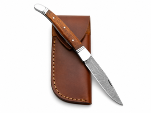 Cuchillo Plegable Laguiole de Acero de Damasco Welltrox Industries con Funda de Cuero Personalizada, Grado DIY, Garantía de 2 Años - Product Image 3