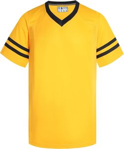 Maillot de sport à sublimation rouge à col en V et manches courtes avec rayures noires, en polyester à séchage rapide, chemise décontractée pour l'été, ODM - Product Image 4