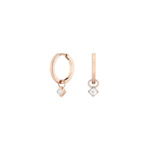 Pendientes de Aro con Diamantes Cultivados en Laboratorio, Corte Princesa, Engastados en Bisel, Delicados, Colgantes, para Mujer, Personalizados, Oro Sólido de 14K/18K, Minimalistas - Product Image 5