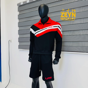 Ensemble Sport Décontracté Homme LFR à Col Zippé, Bleu et Blanc, Tricoté 100% Coton Respirant, Haute Qualité, Personnalisable, Idéal pour l'Été - Product Image 3