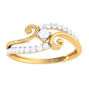 Bague de fiançailles en or et diamants pour femme avec design en spirale en forme de S - Bijoux fins pour cadeau d'anniversaire - Product Image 2