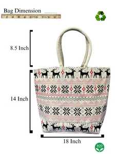 Sac fourre-tout en toile à motif cerf de Noël pour femme, grande capacité, sac à main décontracté, imprimé géométrique, ouverture supérieure, usage quotidien, prêt à être expédié - Product Image 5