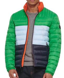 Chaqueta acolchada de plumón de ganso verde y negra de talla grande, transpirable, tipo burbuja, para hombre. - Product Image 2