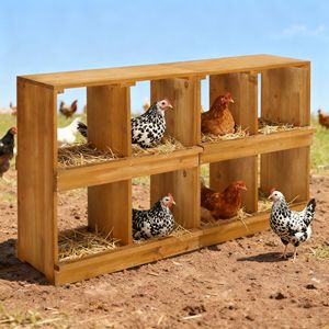 Nidi per Galline Tipo H in Legno, Cassetta per Deposizione Uova con 8 Scomparti per Allevamenti di Galline e Anatre, Giallo - Product Image 5