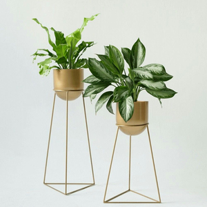 Support de pot de fleurs en métal doré avec jardinière martelée et pieds en fer forgé à motifs hexagonaux, support de sol en métal doré pour jardinière - Product Image 3