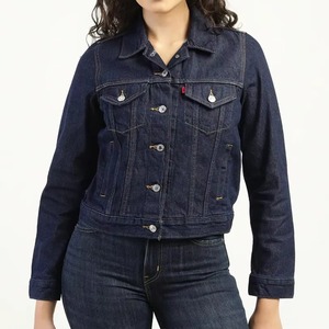 Nouvelle Arrivée Veste en Jean Personnalisée pour Femme 100% Coton Imperméable Réversible Doublure en Coton Tissé Respirant Boutons Décontractés Foncés - Product Image 4