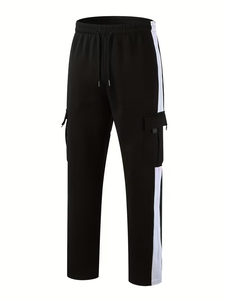 Men's Cargo Jogger Pants Breathable Quick Dry Eco-Friendly Lightweight Polyester/Cotton Drawstring Waist Straight Leg Trousers - Product Image 3