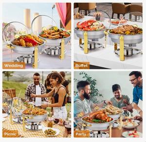 Recipiente redondo de lujo para buffet de 9 cuartos, calentador de alimentos de acero inoxidable al mejor precio - Product Image 4