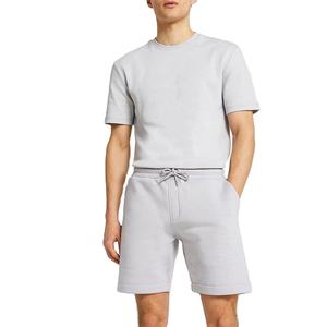 Five B Men's Light Gray Crew Neck T-Shirt And Shorts <b>Set</b> <b>Knitted</b> Cotton Breathable Casual Summer Wear Wholesale Supplier - Product Image 4