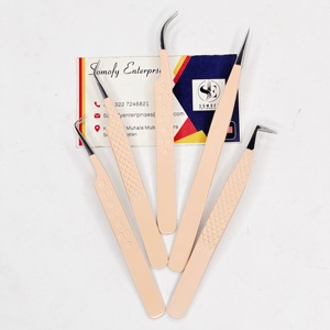 Meilleure vente de pince à cils Diamond Grip Heart Grip couleur Orange clair pince à cils personnalisée avec pointe en fibre - Product Image 5