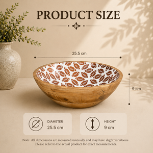 Bol en bois émaillé classique, design football, bol de service multifonctionnel pour les collations, les salades, les fruits et les desserts - Product Image 2