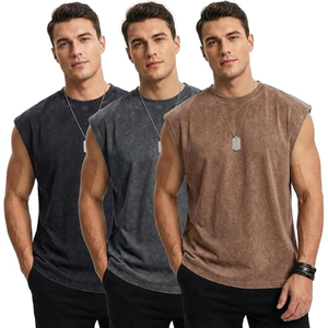 Men’s Sleeveless <b>Tank</b> <b>Tops</b> 3-Pack, Oversized <b>Vintage</b> Washed Muscle Shirts, Heavyweight Cotton Gym Workout T-Shirts - Product Image 3