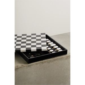 Jeu d'échecs moderne et minimaliste, fait main, avec étui de rangement en similicuir, pièces en résine lestées, jeu d'échecs décoratif de table haut de gamme en cuir - Product Image 4