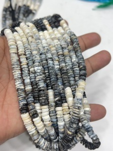 Perles de pierres précieuses de haute qualité pour la fabrication de bijoux, 17 pouces, opale dendrite naturelle, forme Heishi lisse, taille 6-7 mm - Product Image 2