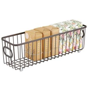 Panier de rangement en métal multi-usages avec poignées pour armoires de cuisine, garde-manger, fruits, jouets, salle de bain, buanderie, placard, garage - Product Image 6