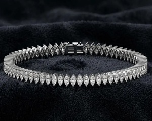 Luxury Marquise Cut Moissanite Tennis Bracelet <b>Iced</b> <b>Out</b> Hip Hop Jewellery White Gold Diamond Look Wrist <b>Chain</b> - Product Image 1