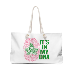 Bolsa de Viaje AKA Its In My DNA, Rosa, Verde y Blanca, Bolsa de Viaje AKA, Bolsa de Gran Capacidad para Pasar la Noche, Bolsa de Regalo Greek Life - Product Image 1