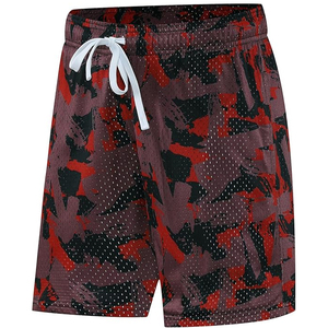 กางเกงขาสั้นออกกำลังกายลายพรางแบบกำหนดเองสำหรับผู้ชาย ผ้าฝ้ายเนื้อหนา พิมพ์ลายโลโก้ด้วยเทคนิค Sublimation กางเกงกีฬาสำหรับวิ่งและฟิตเนส มีเชือกผูกเอว - Product Image 4